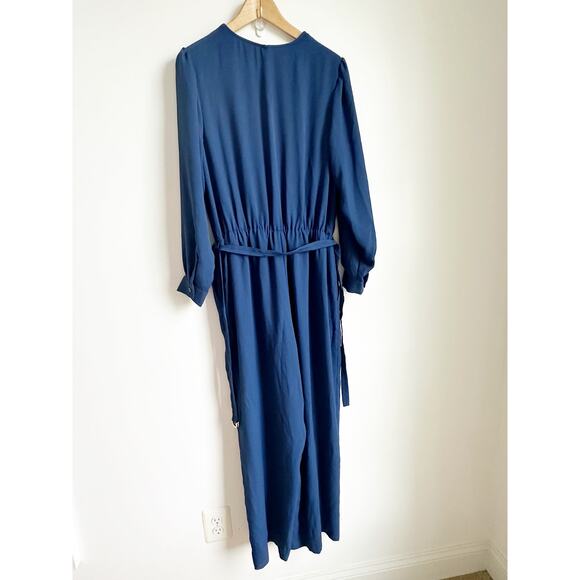 Ann Taylor Petite Wrap Jumpsuit Blue NWOT 16P Plus - Picture 4 of 5